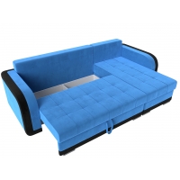 Угловой диван Марсель (велюр голубой чёрный) - Изображение 1
